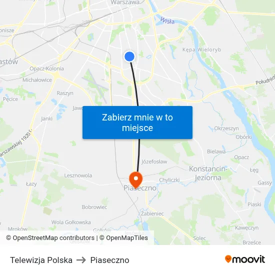 Telewizja Polska to Piaseczno map