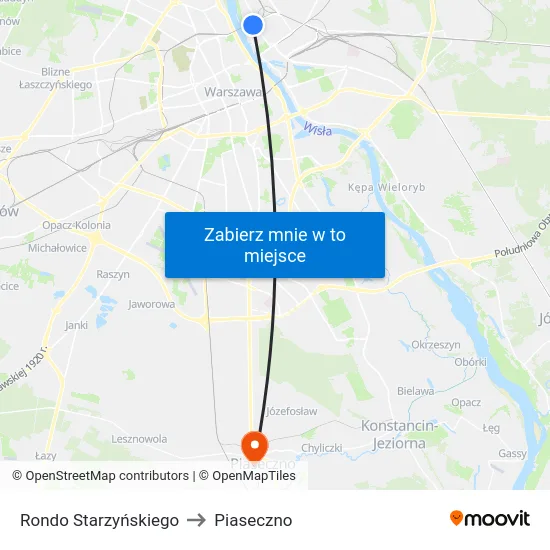 Rondo Starzyńskiego to Piaseczno map