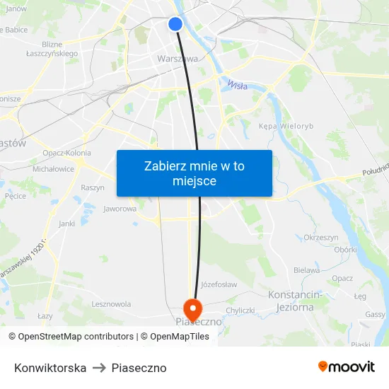 Konwiktorska to Piaseczno map