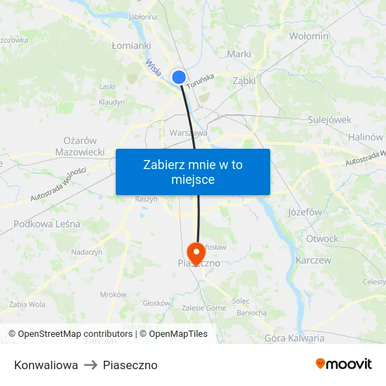 Konwaliowa to Piaseczno map