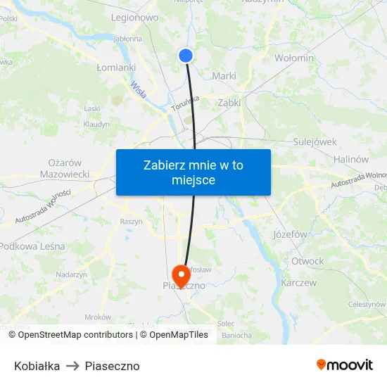 Kobiałka to Piaseczno map