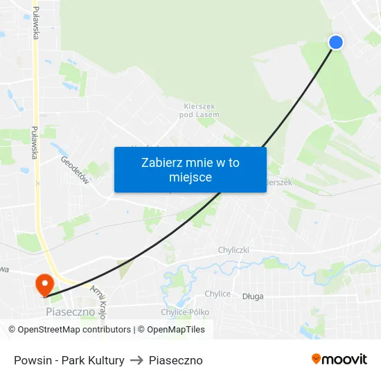 Powsin - Park Kultury to Piaseczno map