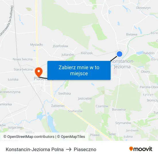 Konstancin-Jeziorna Polna to Piaseczno map