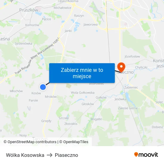 Wólka Kosowska to Piaseczno map