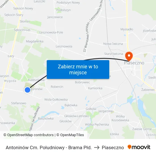 Antoninów Cm. Południowy - Brama Płd. to Piaseczno map