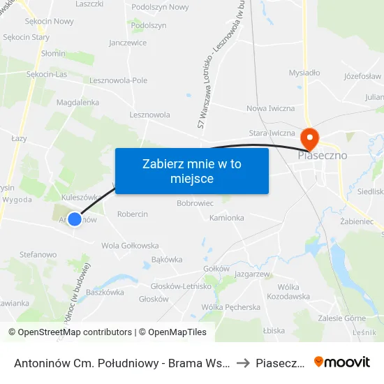 Antoninów Cm. Południowy - Brama Wsch. to Piaseczno map