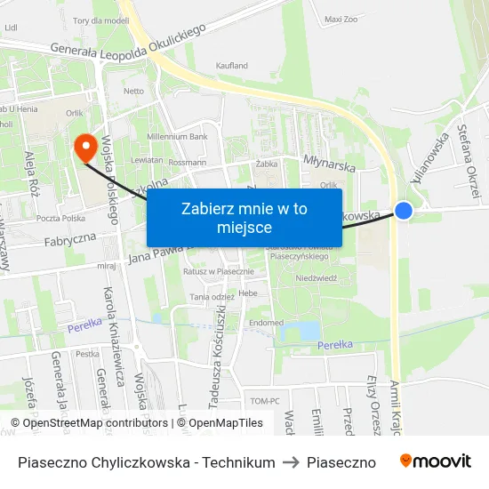 Piaseczno Chyliczkowska - Technikum to Piaseczno map