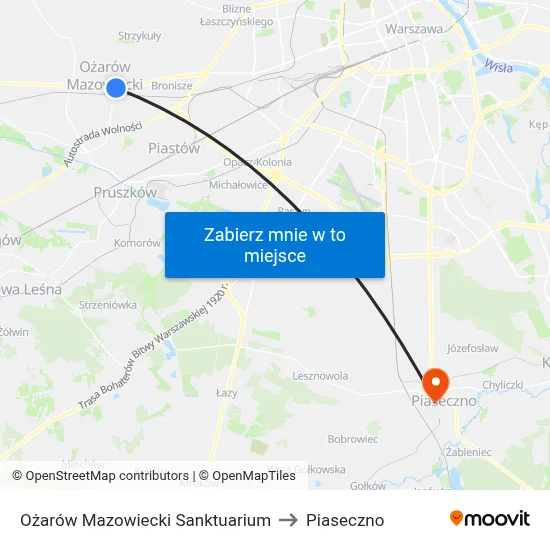 Ożarów Mazowiecki Sanktuarium to Piaseczno map