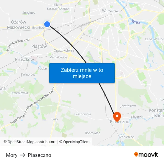 Mory to Piaseczno map