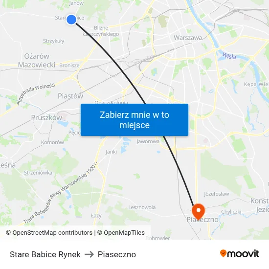 Stare Babice Rynek to Piaseczno map