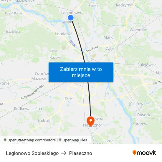 Legionowo Sobieskiego to Piaseczno map