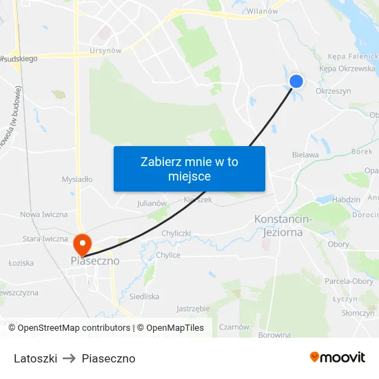 Latoszki to Piaseczno map