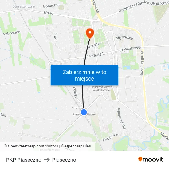 PKP Piaseczno to Piaseczno map