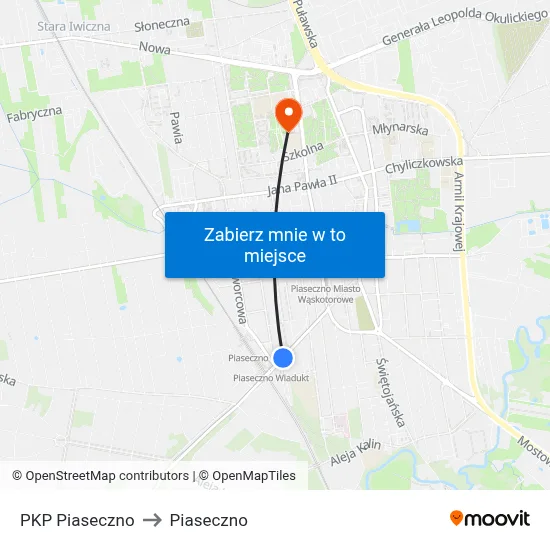 PKP Piaseczno to Piaseczno map