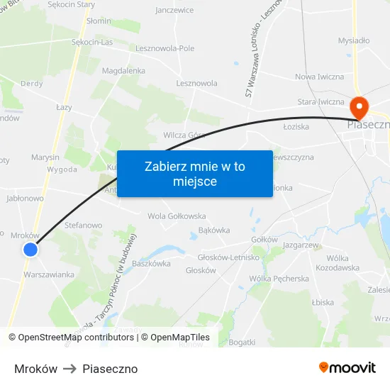 Mroków to Piaseczno map