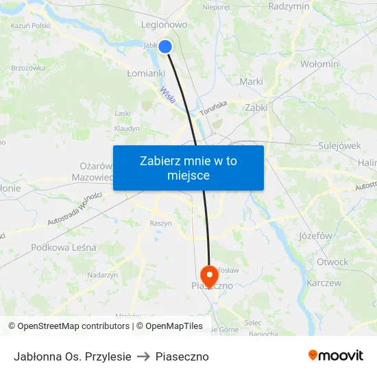 Jabłonna Os. Przylesie to Piaseczno map