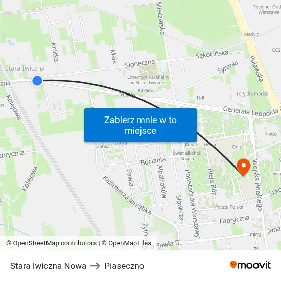Stara Iwiczna Nowa to Piaseczno map