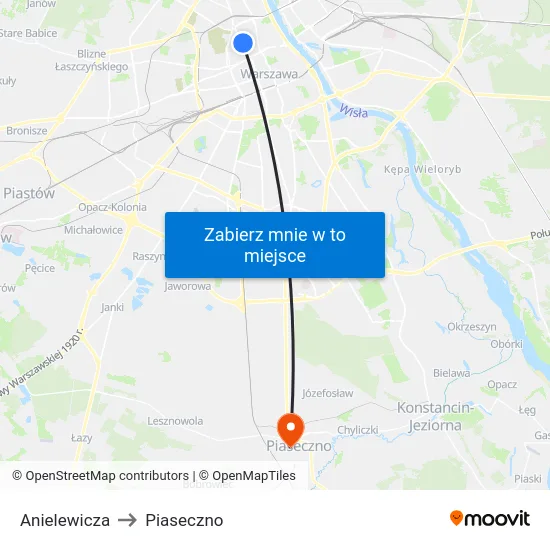 Anielewicza to Piaseczno map