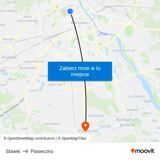 Stawki to Piaseczno map