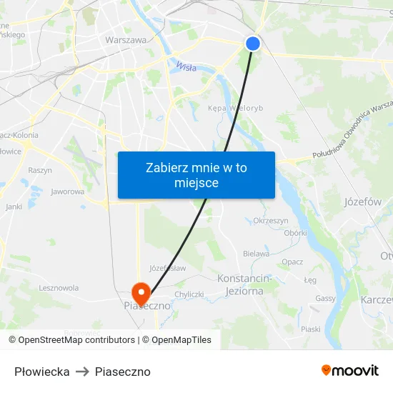 Płowiecka to Piaseczno map
