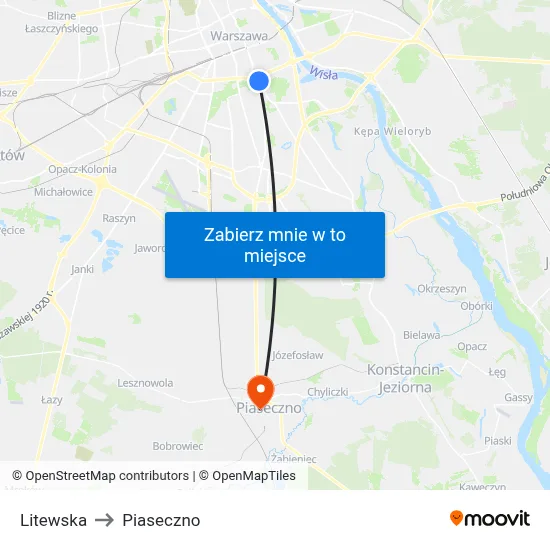 Litewska to Piaseczno map