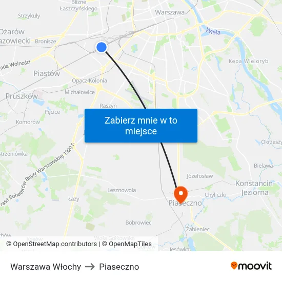 Warszawa Włochy to Piaseczno map