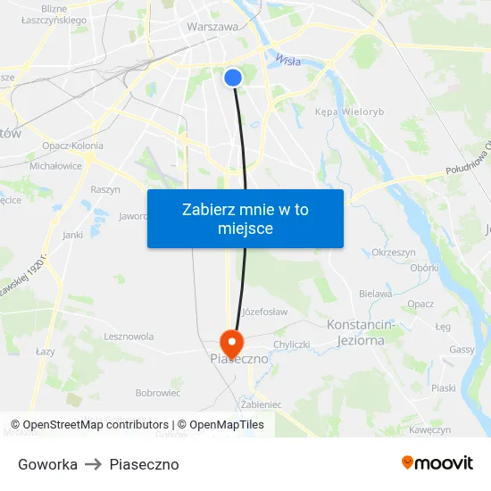 Goworka to Piaseczno map