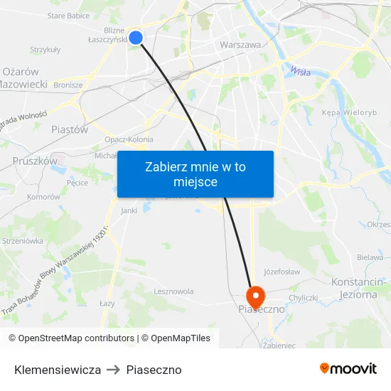 Klemensiewicza to Piaseczno map