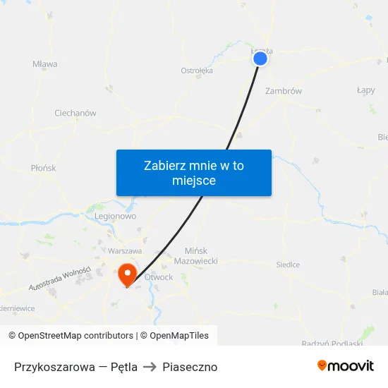 Przykoszarowa — Pętla to Piaseczno map