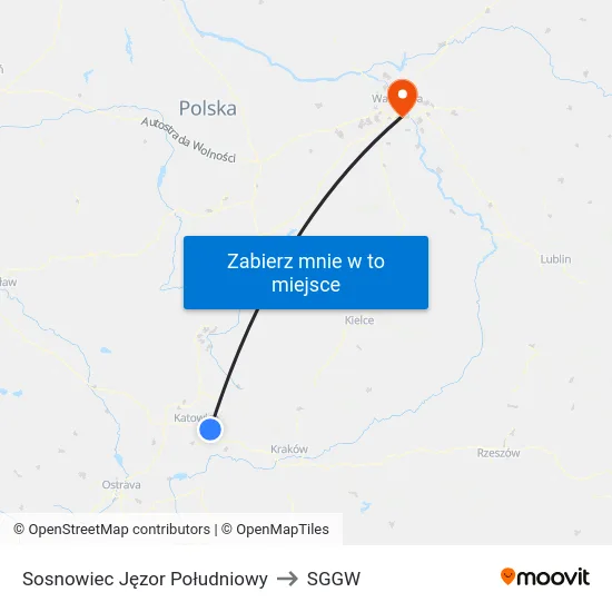 Sosnowiec Jęzor Południowy to SGGW map