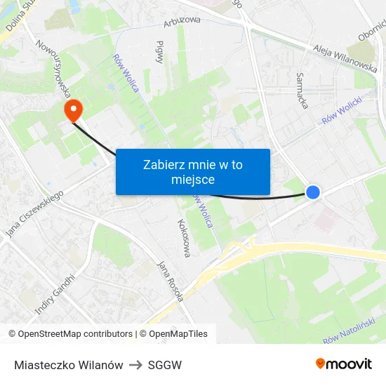 Miasteczko Wilanów to SGGW map