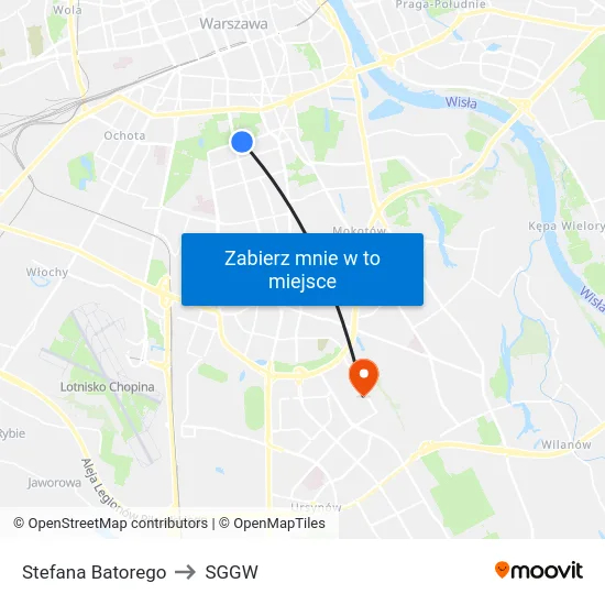 Stefana Batorego to SGGW map