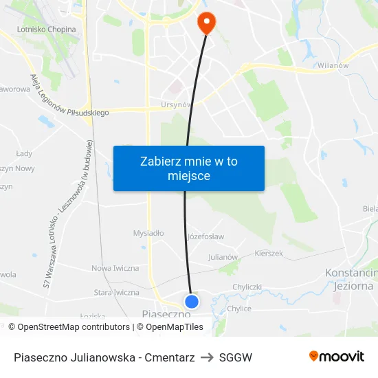 Piaseczno Julianowska - Cmentarz to SGGW map