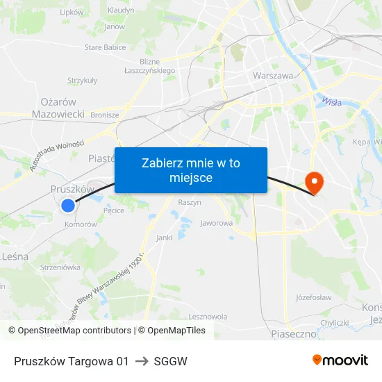 Pruszków Targowa 01 to SGGW map