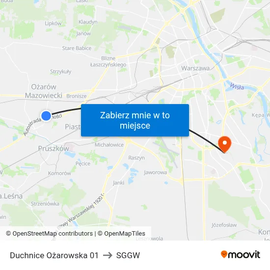 Duchnice Ożarowska 01 to SGGW map
