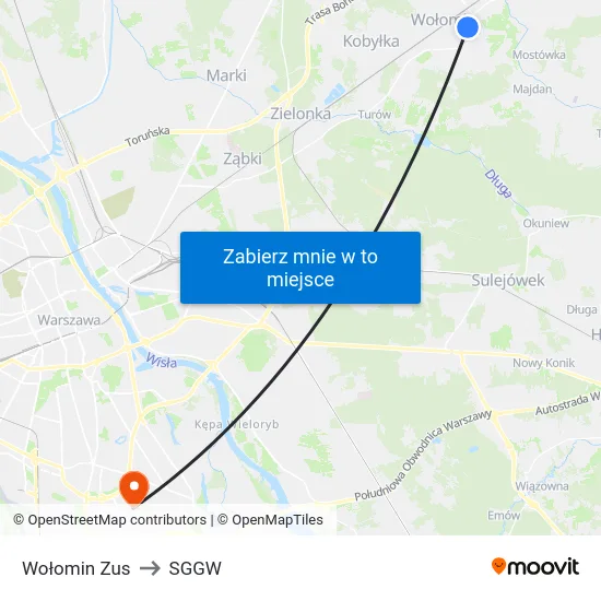Wołomin Zus to SGGW map