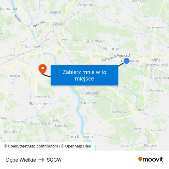 Dębe Wielkie to SGGW map