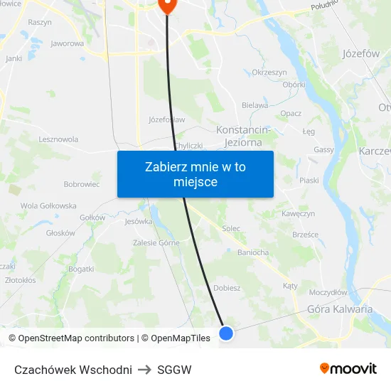 Czachówek Wschodni to SGGW map