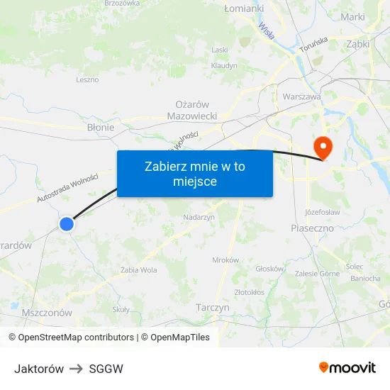 Jaktorów to SGGW map