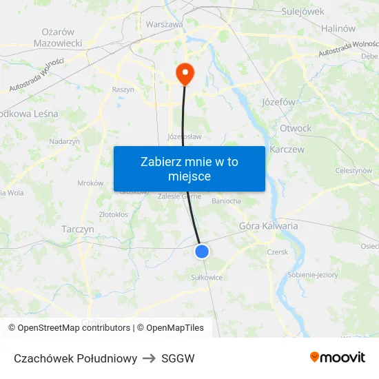 Czachówek Południowy to SGGW map