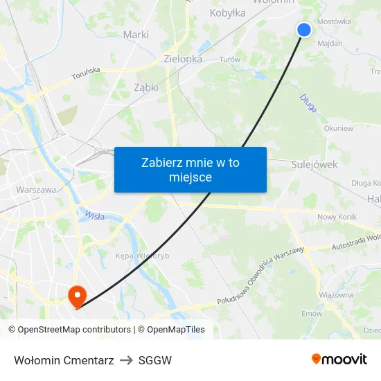 Wołomin Cmentarz to SGGW map