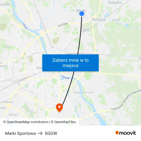 Marki Sportowa to SGGW map