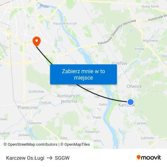 Karczew Os.Ługi to SGGW map