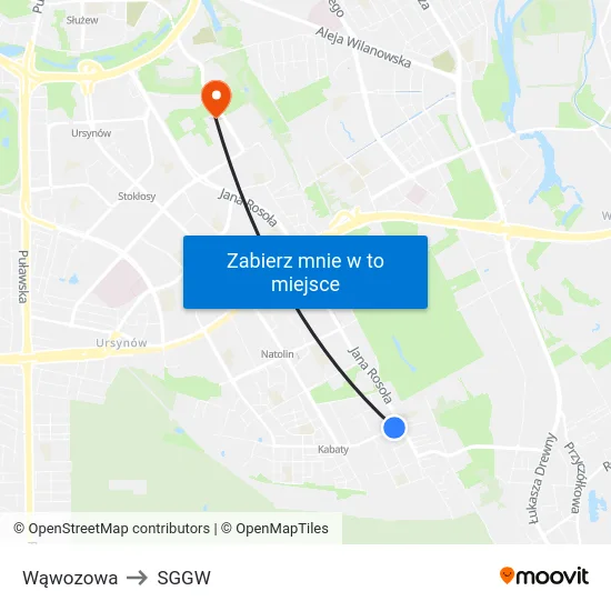 Wąwozowa to SGGW map