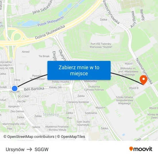 Ursynów to SGGW map