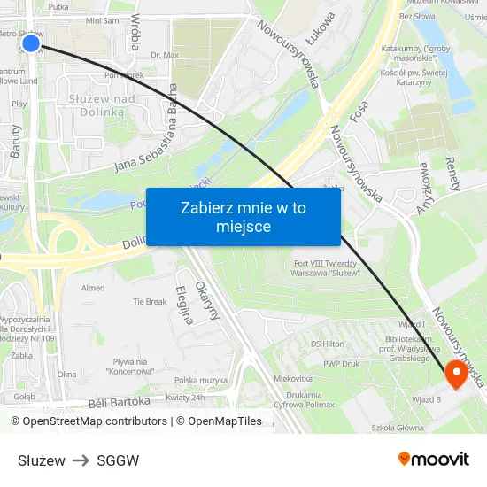 Służew to SGGW map
