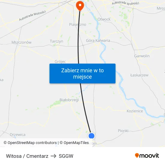 Witosa / Cmentarz to SGGW map