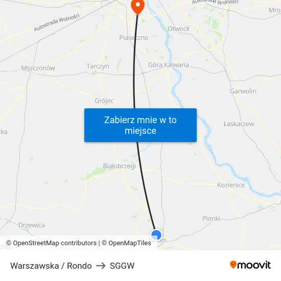 Warszawska / Rondo to SGGW map
