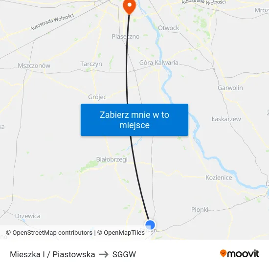 Mieszka I / Piastowska to SGGW map