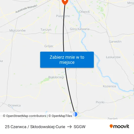 25 Czerwca / Skłodowskiej-Curie to SGGW map